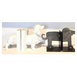 FR - Vintage Pair of Dog Theme Bookends - JLM 1997 Metal and White Resin Set