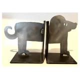 FR - Vintage Pair of Dog Theme Bookends - JLM 1997 Metal and White Resin Set