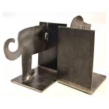 FR - Vintage Pair of Dog Theme Bookends - JLM 1997 Metal and White Resin Set