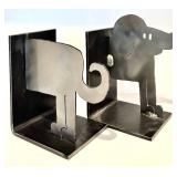 FR - Vintage Pair of Dog Theme Bookends - JLM 1997 Metal and White Resin Set