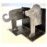 FR - Vintage Pair of Dog Theme Bookends - JLM 1997 Metal and White Resin Set