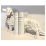 FR - Vintage Pair of Dog Theme Bookends - JLM 1997 Metal and White Resin Set