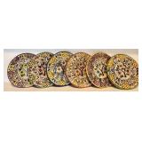 FR - Set of 6 Cruz Family Spanish Hand Painted 6-Inch Pottery Plates