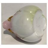 FR - Antique Unmarked RS Prussia Porcelain Sugar and Creamer Set Pink Green White with Gold Accents