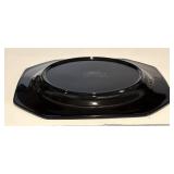 FR - Vintage Mikasa English Chintz C6103 Black Tea Plates and 18 Black Stem Wine Glasses Set