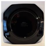 FR - Vintage Mikasa English Chintz C6103 Black Tea Plates and 18 Black Stem Wine Glasses Set