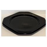 FR - Vintage Mikasa English Chintz C6103 Black Tea Plates and 18 Black Stem Wine Glasses Set