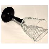 FR - Vintage Mikasa English Chintz C6103 Black Tea Plates and 18 Black Stem Wine Glasses Set