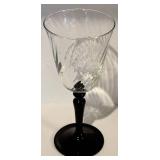 FR - Vintage Mikasa English Chintz C6103 Black Tea Plates and 18 Black Stem Wine Glasses Set