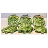 FR - (8) Vintage Ceramic Green Lettuce/Cabbage Plate with Yellow Ribbon - Lettuce ware Cabbage Ware