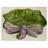 FR - (8) Vintage Ceramic Green Lettuce/Cabbage Plate with Yellow Ribbon - Lettuce ware Cabbage Ware