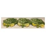 FR - (8) Vintage Ceramic Green Lettuce/Cabbage Plate with Yellow Ribbon - Lettuce ware Cabbage Ware