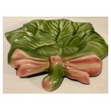 FR - (8) Vintage Ceramic Green Lettuce/Cabbage Plate with Yellow Ribbon - Lettuce ware Cabbage Ware