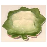 FR - (8) Vintage Ceramic Green Lettuce/Cabbage Plate with Yellow Ribbon - Lettuce ware Cabbage Ware