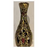 FR -  Brass Judaica Shabbat Candlestick Holder with Enamel Accents Jerusalem