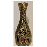 FR -  Brass Judaica Shabbat Candlestick Holder with Enamel Accents Jerusalem