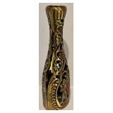 FR -  Brass Judaica Shabbat Candlestick Holder with Enamel Accents Jerusalem