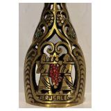 FR -  Brass Judaica Shabbat Candlestick Holder with Enamel Accents Jerusalem