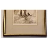 FR - Framed Vintage Etching Print Saturday Morning by Si Raymond