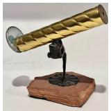 FR - Bronze Frog Holding Brass Kaleidoscope Sculpture on Sandstone Base