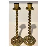 FR - Collection of 3 Pairs and 1 Brass Candlestick, Includes Israeli Piece