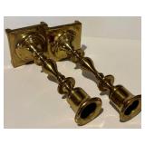 FR - Collection of 3 Pairs and 1 Brass Candlestick, Includes Israeli Piece