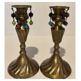 FR - Collection of 3 Pairs and 1 Brass Candlestick, Includes Israeli Piece
