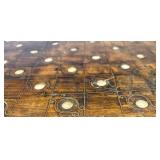 FR - Vintage Wooden Chess Set with Mother of Pearl Inlay and Brass Pieces