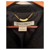 SR - Marina Rinaldi Long Black Suede Jacket Size 25 Made in Spain