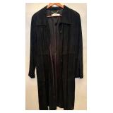 SR - Marina Rinaldi Long Black Suede Jacket Size 25 Made in Spain