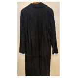 SR - Marina Rinaldi Long Black Suede Jacket Size 25 Made in Spain