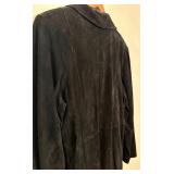 SR - Marina Rinaldi Long Black Suede Jacket Size 25 Made in Spain