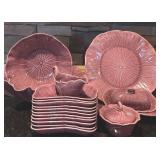 SR - Vintage 16-Piece Lotus Pattern Ceramic Kitchenware Set with Serving Bowls and Dishes