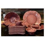 SR - Vintage 16-Piece Lotus Pattern Ceramic Kitchenware Set with Serving Bowls and Dishes