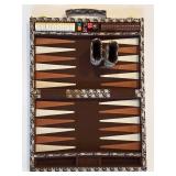 FR - Vintage Travel Backgammon Set in Patterned Carrying Case
