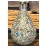 FR - Set of 2 Vintage Etched Frosted Glass Perfume Bottles with Floral Motif