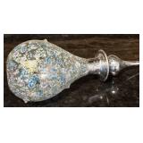 FR - Set of 2 Vintage Etched Frosted Glass Perfume Bottles with Floral Motif