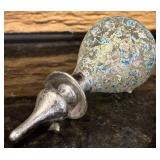 FR - Set of 2 Vintage Etched Frosted Glass Perfume Bottles with Floral Motif