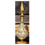 FR - Set of 2 Vintage Etched Frosted Glass Perfume Bottles with Floral Motif