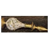 FR - Set of 2 Vintage Etched Frosted Glass Perfume Bottles with Floral Motif