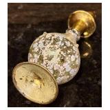 FR - Set of 2 Vintage Etched Frosted Glass Perfume Bottles with Floral Motif