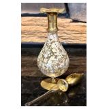 FR - Set of 2 Vintage Etched Frosted Glass Perfume Bottles with Floral Motif