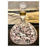 LR - Murano Fetri 003 Hand-Painted Glass Decanter with Floral Design and Dog Motif