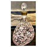LR - Murano Fetri 003 Hand-Painted Glass Decanter with Floral Design and Dog Motif