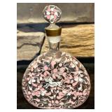 LR - Murano Fetri 003 Hand-Painted Glass Decanter with Floral Design and Dog Motif
