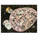 LR - Murano Fetri 003 Hand-Painted Glass Decanter with Floral Design and Dog Motif