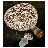 LR - Murano Fetri 003 Hand-Painted Glass Decanter with Floral Design and Dog Motif