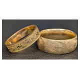 Pair of Durn Bros Gold-Filled Cuff Bracelets - Vintage Engraved