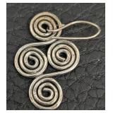 Sterling Silver Earrings - Square Spiral & Spiral Coil (Two Pairs) Unmarked