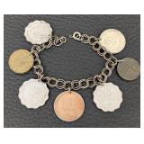 Vintage Israeli Coin Bracelet - 7-Inch Length, 10 Prutah Charms